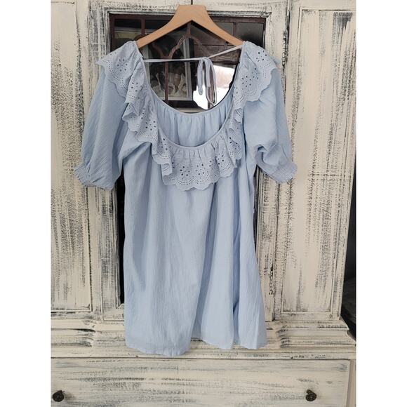 NWT Anthropologie Eyelet Cover-Up Blue Tunic Dress - Small - Picture 7 of 7